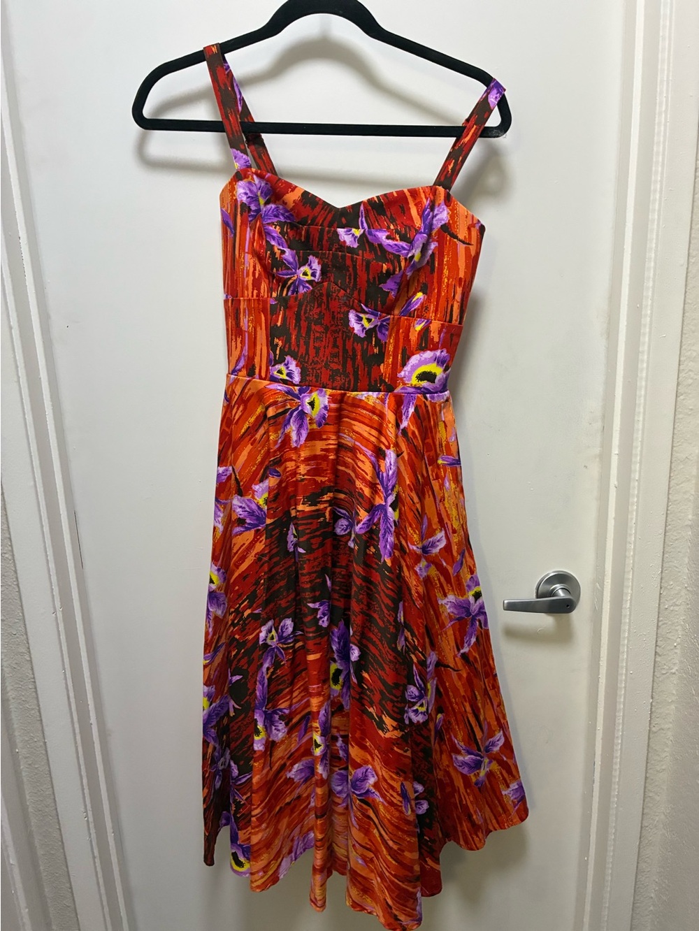 Hawaiian hideaway by Deadly dames Floral Orange Sundress with Purple Accents
